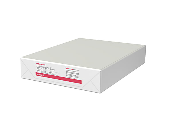 Office Depot® Brand Copier Paper, Letter Size (8 1/2 x 11), 5000 Total  Sheets, 92 (U.S.) Brightness, 20 Lb, White, 500 Sheets Per Ream, Case Of 10