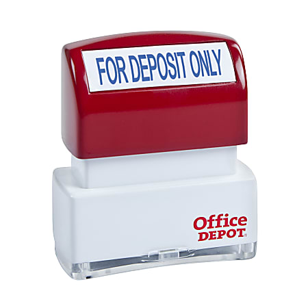 Office Depot® Brand Pre-Inked Message Stamp, "For Deposit Only", Blue