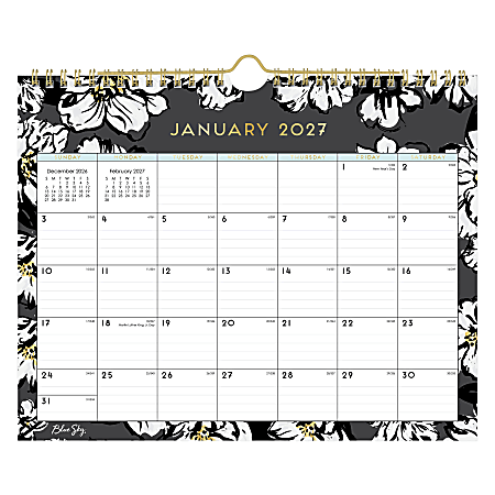2027 Blue Sky Baccara Dark Monthly Wall Calendar, 11x8.75, 0%, Baccara Dark, Jan–Dec, RY27