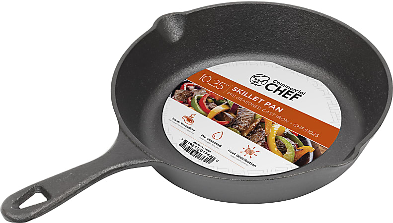 Commercial Chef Cast Iron Sauté Skillet, 10-1/4", Black