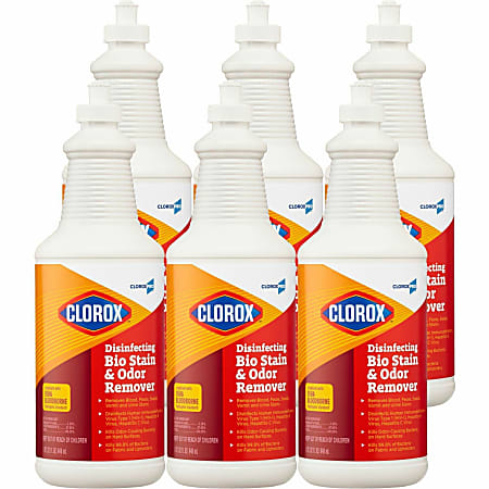 CloroxPro Disinfecting Bio Stain & Odor Remover Pull Top - Liquid - 32 fl oz (1 quart) - 6 / Carton - Translucent