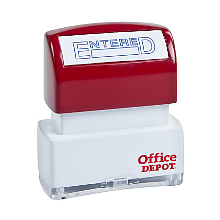 Office Depot® Brand Pre-Inked Message Stamp, "Entered", Blue