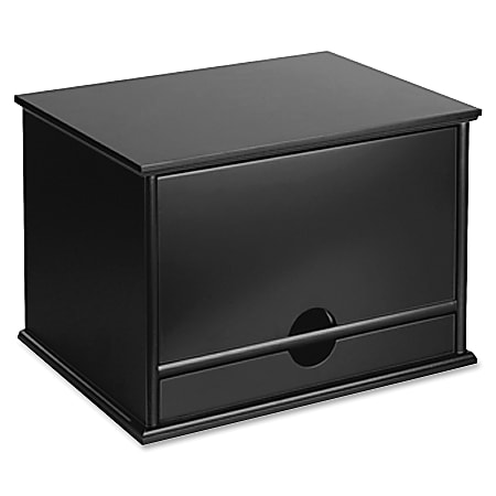 Victor Midnight Black Collection Wood Desktop Organizer, 14" H x 10.75" W x 9.75" D, Midnight Black
