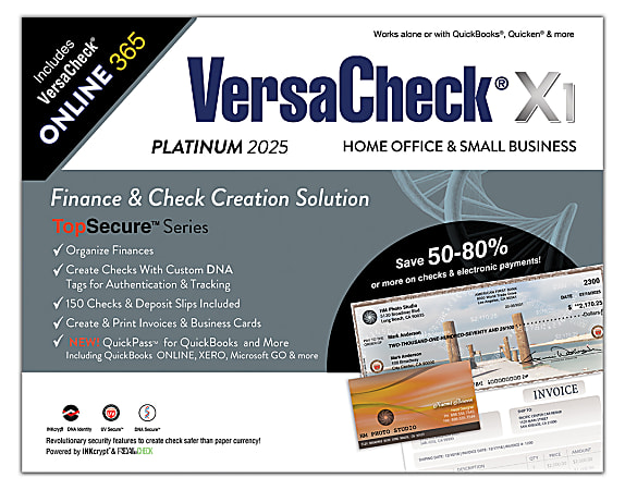 VersaCheck X1 Platinum + VersaCheck ONLINE Platinum Bundle, 2025, 1-Year Subscription, PC, Product Key/Download