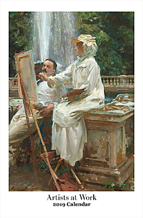 Retrospect Monthly Wall Calendar, Artists At Work, 19-1/4" x 12-1/2", Multicolor, January to December 2019