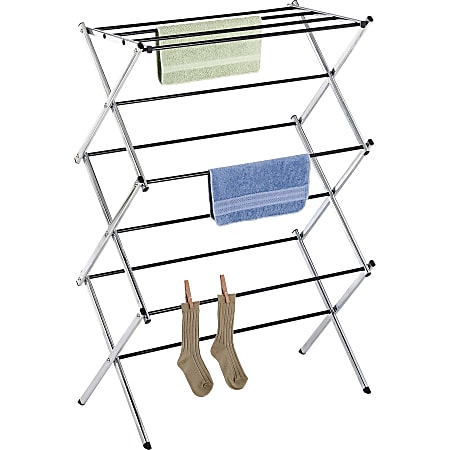 Basics Foldable Laundry Rack for Air Drying Clothing - 41.8 x 29.5 x 14.5, Chrome