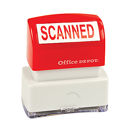 Office Depot® Brand Pre-Inked Message Stamp, "Scanned", Red