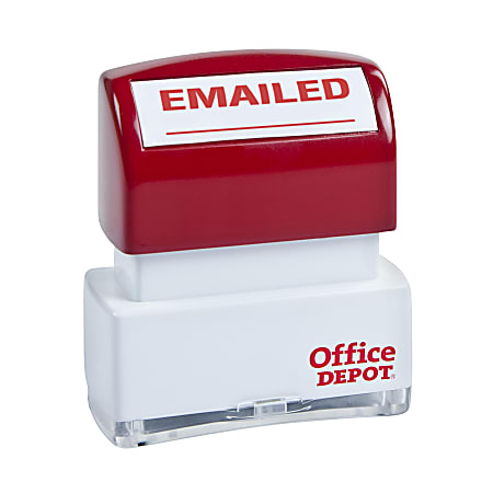 Office Depot® Brand Pre-Inked Message Stamp, "Emailed", Red