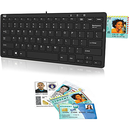 Adesso® SlimTouch 510R USB Mini Keyboard With Smart Card Reader And USB Hub, Black