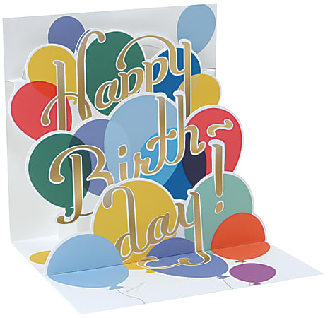 Up With Paper Everyday Pop-Up Greeting Card With Envelope, Half Fold, 4-1/2" x 4-1/2", Balloon Bouquet
