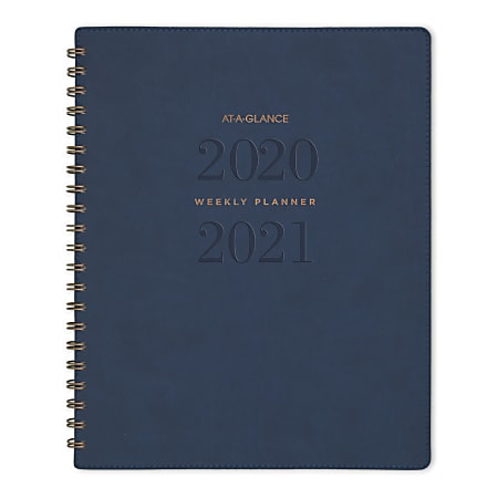 AT-A-GLANCE® Signature Collection Academic 13-Month Weekly/Monthly Planner, 8-1/2" x 11", Navy, July 2020 to July 2021, YP905A20