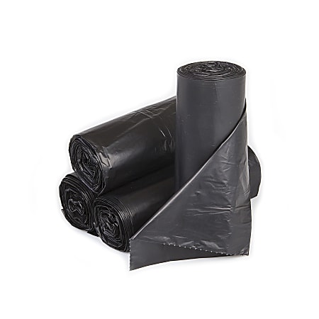 Inteplast LLDPE Can Liners, 0.9 mil, 30" x 36", Black, Pack Of 200 Liners