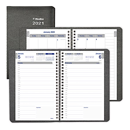 Brownline® Net Zero Carbon Daily Planner, 8" x 5", 50% Recycled, FSC® Certified, Black, January to December 2021