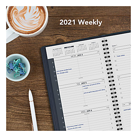 AT-A-GLANCE® Weekly Appointment Book/Planner, 5-1/2" x 8-1/2", Blue, January to December 2021, 7007520