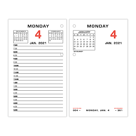 AT-A-GLANCE Daily Loose-Leaf Desk Calendar Refill, 3-1/2" x 6", January To December 2021, E01750