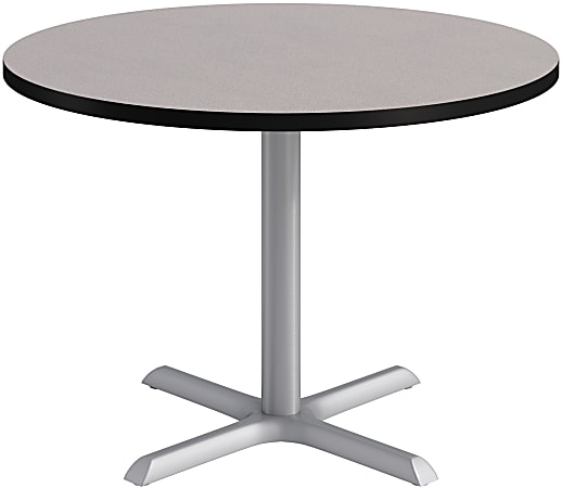 KFI Studios Proof Round Conference Table with Pedestal X Base, 29"H x 42”W x 42”D, Gray Nebula/Silver
