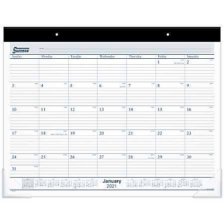 AT-A-GLANCE® Traditional Monthly Desk Pad Calendar, 21-3/4" x 17", White, January To December 2021, ST2400