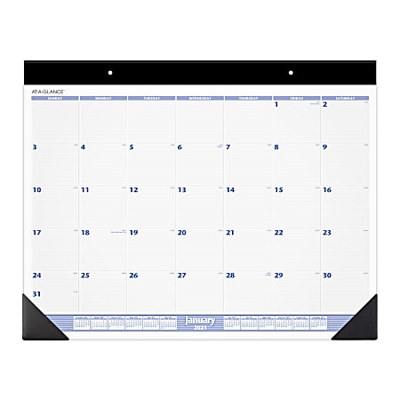 AT-A-GLANCE® Monthly Desk Pad Calendar, 24" x 19", Blue/Gray, January To December 2021, SW23000