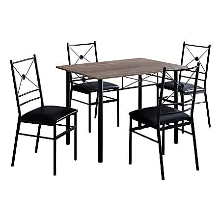 Monarch Specialties 43"W Rectangular Table With 4 Chairs, Dark Taupe/Black