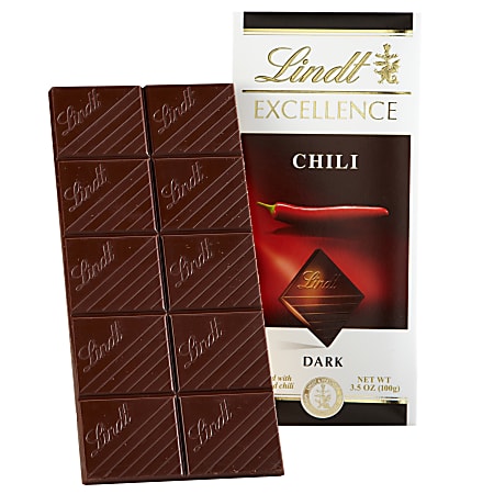 Lindt Excellence Chocolate, Chili Chocolate Bars, 3.5 Oz, Box Of 12