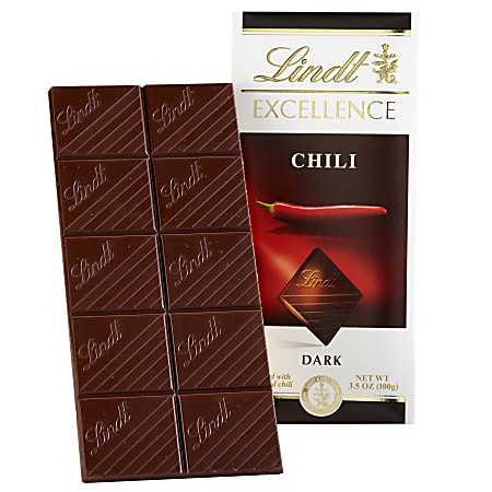 Lindt Excellence Chocolate, Chili Chocolate Bars, 3.5 Oz, Box Of 12