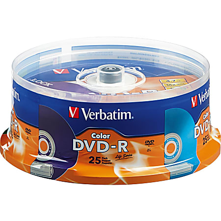 Verbatim Life Series DVD R Discs Assorted Colors Pack Of 25