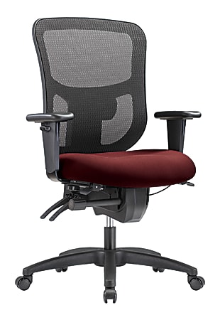 WorkPro® 9500XL Series Ergonomic Mesh/Premium Fabric Mid-Back Big & Tall Chair, Black/Burgundy