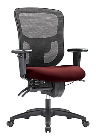 WorkPro® 9500XL Series Big & Tall Ergonomic Mesh/Premium Fabric Mid-Back Chair, Black/Burgundy, BIFMA Compliant