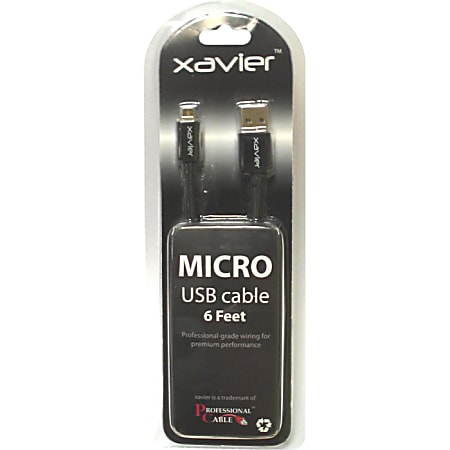 Xavier USB "A" Male to Micro "B" Male - 6 Feet - 6 ft USB Data Transfer Cable - First End: 1 x USB Type A - Male - Second End: 1 x Micro USB Type B - Male