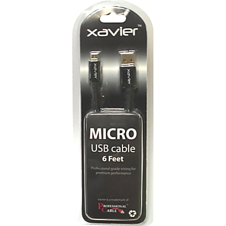 Xavier USB "A" Male to Micro "B" Male - 6 Feet - 6 ft USB Data Transfer Cable - First End: 1 x USB Type A - Male - Second End: 1 x Micro USB Type B - Male
