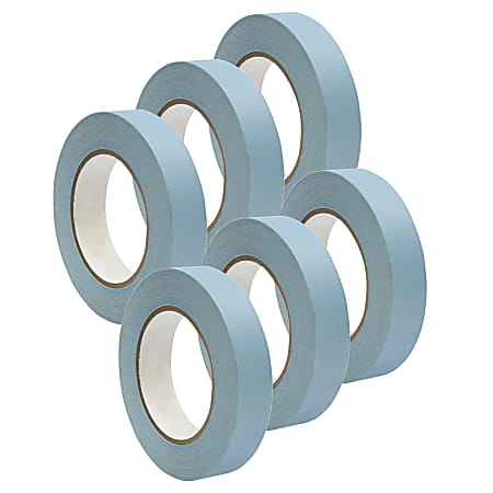 DSS Distributing Premium-Grade Masking Tape, 3" Core, 1" x 55 Yd., Light Blue, Pack Of 6