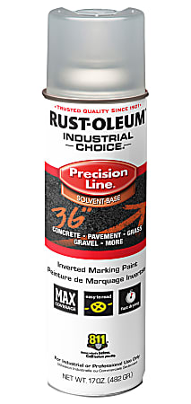 Rust-Oleum Industrial Choice M1600 System Solvent-Based Precision Line Inverted Marking Paint, 17 Oz, Clear, Case Of 12 Cans