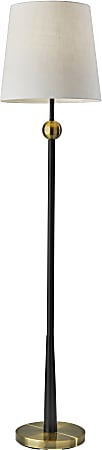 Adesso® Francis Floor Lamp, 61"H, Off-White Shade/Black And Antique Brass Base