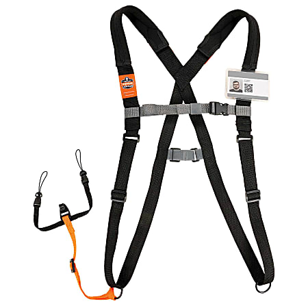 Ergodyne Squids 3138 Barcode Scanner Harness And Lanyard, Large, Black