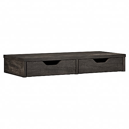 Bush Furniture Key West 27"W Computer Desktop Organizer With Drawers, Dark Gray Hickory, Standard Delivery