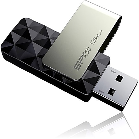 Silicon Power Blaze B30 USB 3.0 Flash Drive - 128 GB - USB 3.0 - Black - Lifetime Warranty