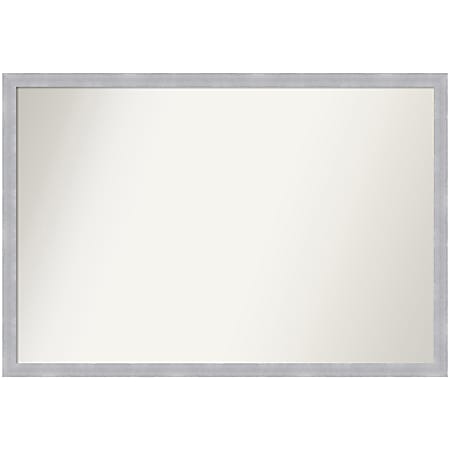 Amanti Art Narrow Non-Beveled Rectangle Framed Bathroom Wall Mirror, 26” x 38”, Grace Brushed Nickel