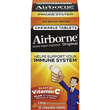 Airborne® Original Vitamin-C Chewable Tablets, Citrus, Bottle Of 32