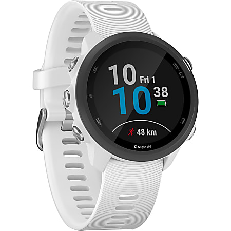 Garmin Forerunner 245 GPS Watch - Wrist - 1.2" - 240 x 240 - Bluetooth - GPS - 168 Hour - White - Glass Lens - Fiber Reinforced Polymer Case - Silicone Band