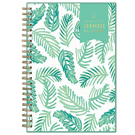 Blue Sky™ Day Designer Frosted Weekly/Monthly Planner, 5" x 8", Palms, January To December 2022, 137362