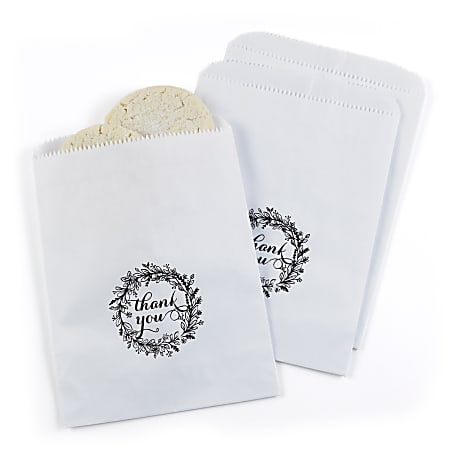 Taylor Party/Event And Ceremony Treat/Favor Bags, 5-3/4" x 7-1/2", Thank You Rustic Wreath, Box Of 25 Bags