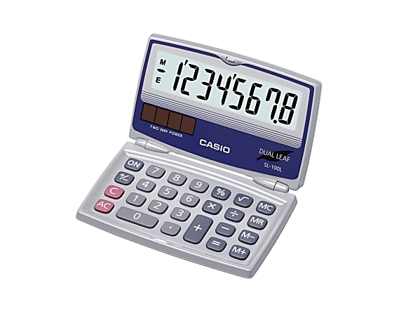 Casio® Basic Folding Compact Calculator, Silver, SL100L