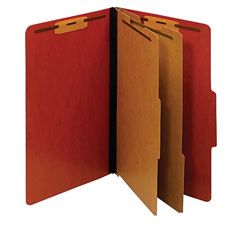 Pendaflex® Pressboard Moisture-Resistant Classification Folders, 2 1/2" Expansion, Legal Size, Red, Box Of 10 Folders