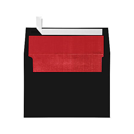 LUX Invitation Envelopes, A7, Peel & Stick Closure, Black/Red, Pack Of 250