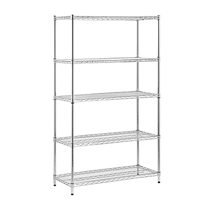 Honey-Can-Do Urban Steel Adjustable Storage Shelving Unit, 5-Tiers, 72"H x 42"W x 18"D, Chrome