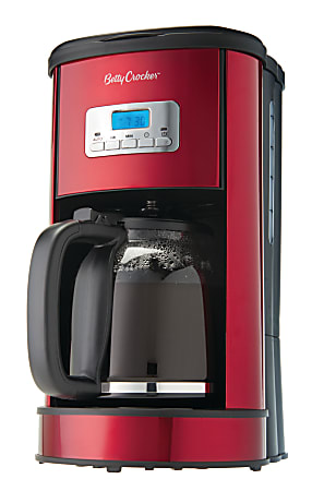 Betty Crocker 12-Cup Digital Coffee Maker, 14-1/2"H x 8"W x 10-1/2"D, Red