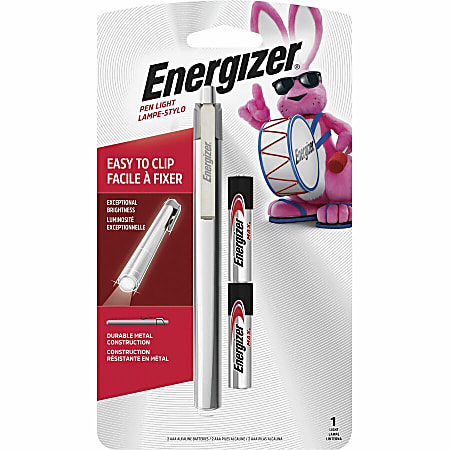 Energizer LED Pen Light - LED - Bulb - 1 W - 6 lm Lumen - 2 x AAA - Battery - Stainless Steel - Drop Resistant - Silver