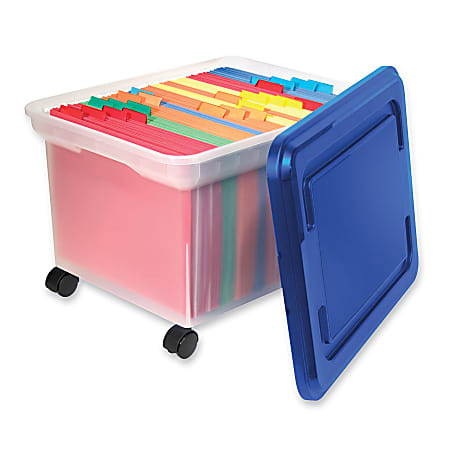 Innovative Storage Designs Mobile File Tote, Legal Size, Clear/Blue