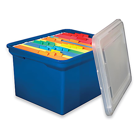 Innovative Storage Designs Stackable File Totes, Legal Size, Blue/Clear