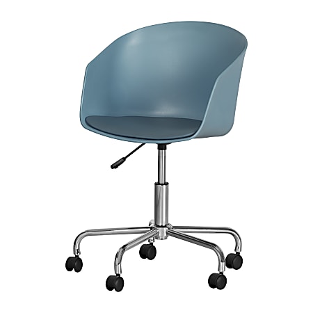 South Shore Flam Plastic Mid-Back Swivel Chair, Blue/Chrome